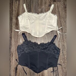 Colsie Lace Up Floral Trim Corset Bralettes